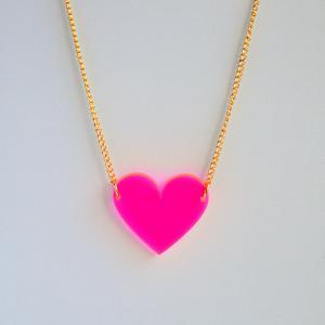 Bright Fluorescent Neon Pink Laser Cut Heart..