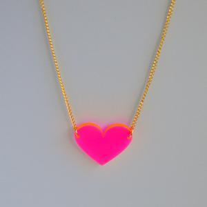 Bright Fluorescent Neon Pink Laser Cut Heart..